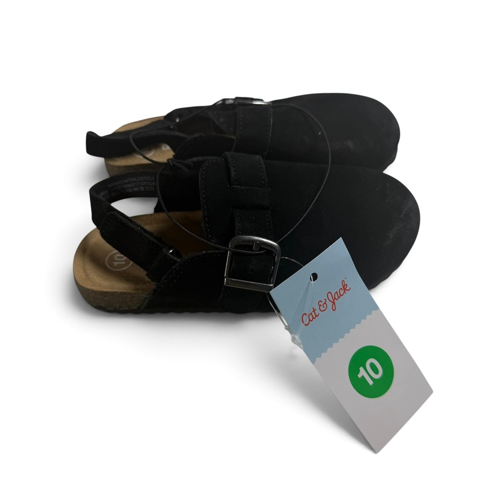 Cat & Jack Berlin Black Faux Suede Slingback Clogs Kids Size 10 NEW